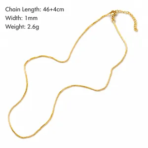 Dettaglio della collana a catena box oro da 1 mm, lunghezza 46+4 cm e finitura lucida