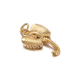 Polished gold elephant pendant with textured ears and trunk for DIY jewelry design