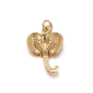 Golden elephant charm pendant with textured details for DIY jewelry and keychains