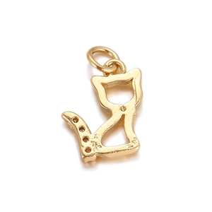 Detailed view of a gold-plated cat pendant featuring hollow design for DIY jewelry