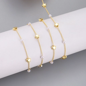 Elegant gold star and white pearl thin chain for DIY hair accessories and jewelry making