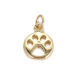 Polished gold hollow cat paw pendant charm for DIY necklaces or bracelets on white back