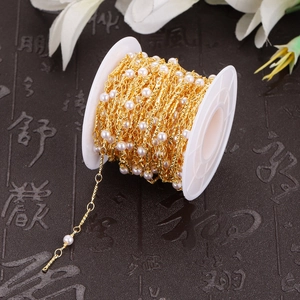 Gold plated stainless steel pearl chain spool for handmade DIY jewelry and hair accessories