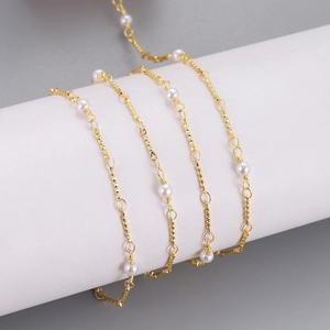 Gold-plated stainless steel pearl chain for DIY jewelry making necklaces and bracelets