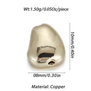 Detailed view of irregular bean-shaped copper bead with 10x8mm dimensions for DIY jewelry