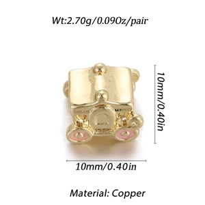 Detail of pink enamel pumpkin coach charm made of copper material for jewelry making