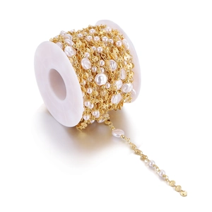 Artificial Baroque Pearl Stainless Steel Gold Plated Decorative Chain For DIY Jewelry Making Necklace Bracelet Accessory Material