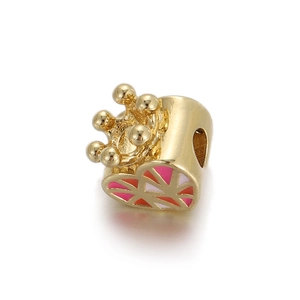 Detail showing a heart crown charm with pink enamel for DIY jewelry making