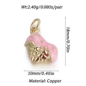 Pink glitter ice cream pendant with gold waffle cone dimensions and weight details