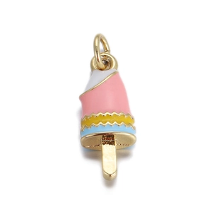 Detail showing colorful ice cream charms with gold-plated edges for DIY jewelry making