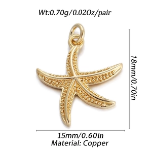 Goldener Seestern-Anhänger aus Kupfer mit Punktstruktur Abmessungen 18 mm x 15 mm