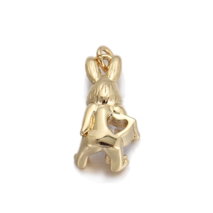 Detailansicht 3D Hasen-Anhänger in Gold mit Herz-Ausschnitt für DIY-Schmuckherstellung