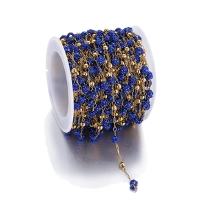 14K vergulde ketting met blauwe zirkoon kralen op spoel voor DIY sieraden maken