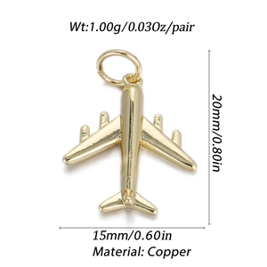 Detailed macro view of 14K gold plated airplane pendant for jewelry DIY crafts