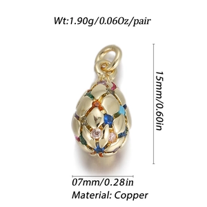 Macro view of teardrop pendant with colorful zircons and copper measurements