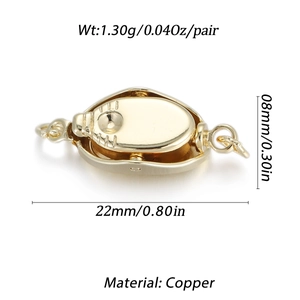 Detailed view of 14K gold plated copper lobster clasp with dimensions for jewelry making
