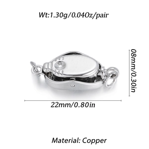 Detailed view of silver copper fishhook clasp for jewelry with specific dimensions