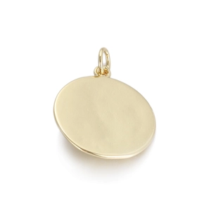 Golden oval metal pendant with textured finish and closed bail for DIY necklaces