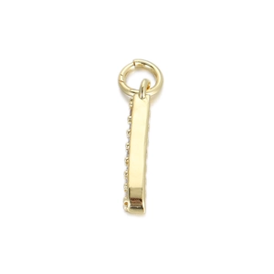 Polished 14K gold plated copper pendant with side zircon stones for DIY jewelry