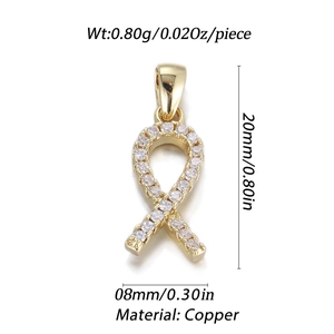 Detailed view of golden ribbon pendant with dimensions 20mm x 8mm and weight 0.80g