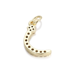 Detailed view of a C-shaped 14K gold-plated horseshoe pendant for DIY jewelry making