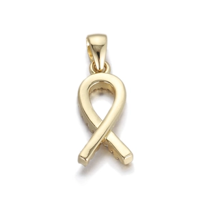 Polished 14K gold-plated ribbon pendant with glossy mirror finish and hanging ring