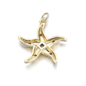 Macro view of 14K gold-plated starfish pendant with hollowed-out back design