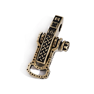 Dettaglio di perla in rame vintage con motivo intrecciato vichingo per cordino paracord