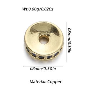 8mm goldene Radperle mit blauen Zirkonia für DIY-Schmuckherstellung und Armbänder