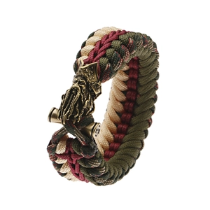Army green paracord survival bracelet with vintage bronze Davy Jones octopus buckle