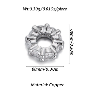 Detailed view of 8mm copper spacer bead with micro-paved cubic zirconia stones
