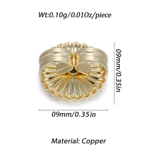 Macro shot of 9mm copper earring backings with detailed floral butterfly clutch design