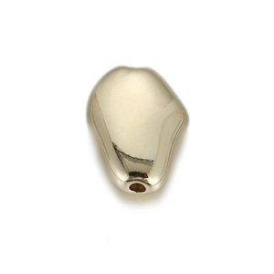 Polished gold irregular teardrop spacer bead with center hole for DIY jewelry making