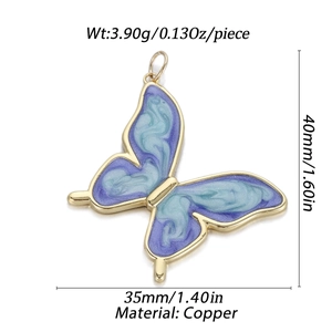 Tabla de tallas detallada del colgante de mariposa de cobre con esmalte degradado