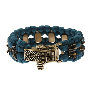 Bracelet de survie en paracorde tressée avec fermoir nœud celtique en laiton antique et décor