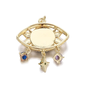 14K gold plated Evil Eye pendant with blue stone and star charms for jewelry making