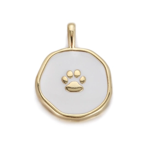 Pendentif patte d'animal dorée en émail blanc pour la création de bijoux DIY