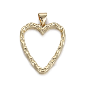 Gehamerde 14k vergulde hartvormige hanger met hol ontwerp en getextureerde afwerking
