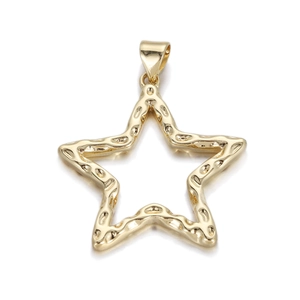 14k vergulde ster hanger met gehamerde textuur voor DIY sieraden maken van accessoires