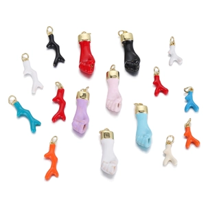 Kleurrijke Emaille Mano Figa Vuist En Koraal Hanger DIY Sieraden Maken Verguld Koper Accessoire Voor Ketting Armband