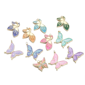 Colgantes de Mariposa y Hoja de Esmalte Colorido Aceite de Goteo Cobre Chapado en Oro Charms para DIY Collar Pulsera Pendiente Joyería Hallazgos Regalo