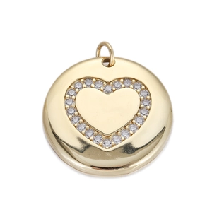 14k vergulde ronde hartbedel met fonkelende kristallen voor het maken van DIY-sieraden
