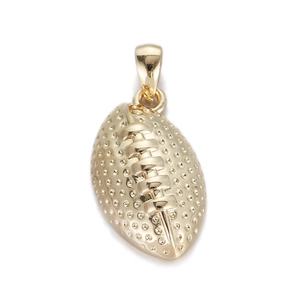 14K vergulde American football hanger met getextureerd oppervlak voor DIY sieraden