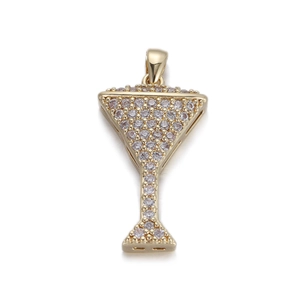 Pendente calice da martini dorato con zirconi brillanti serie oceano per collana