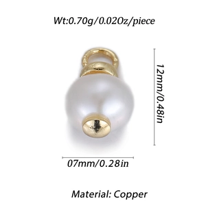 Détail du pendentif perle ovale 12x7mm avec base en cuivre et dimensions précises