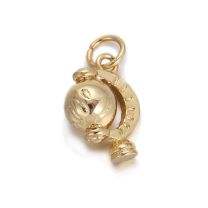 Polierter goldener Globus-Anhänger mit Halterung und Öse für Halsketten oder Armbänder