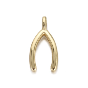 Polierter goldener Wunschknochen-Anhänger mit glatter Oberfläche für DIY-Schmuck