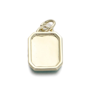 Detail of gold rectangular pendant base with octagonal frame for DIY jewelry making