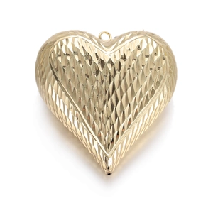 Ciondolo a cuore dorato con trama diamantata 3D e anello per collane fai-da-te