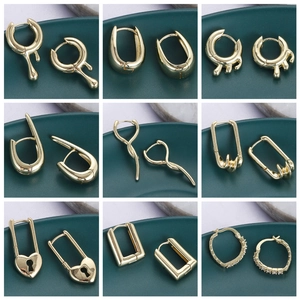 Orecchini a Cerchio in Rame alla Moda per Donna Placcati in Oro Geometrici a Cuore Serpente con Strass Gioielli